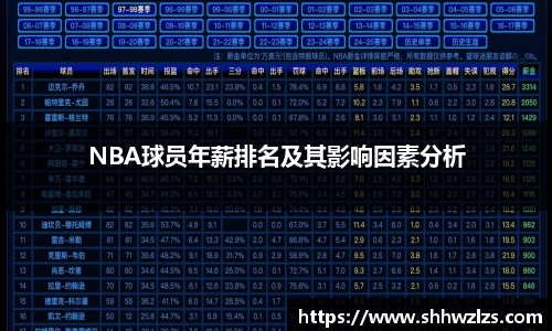 NBA球员年薪排名及其影响因素分析